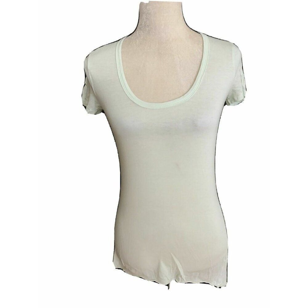 kimberly ovitz Womens Solid Light Green Short Sleeve Scoop  Top T Shirt Small